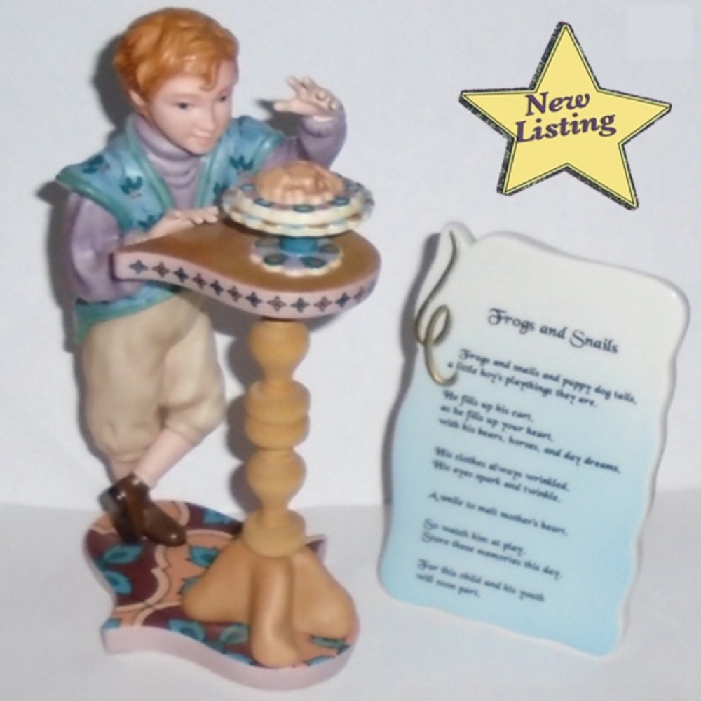 Figurine "Frogs & Snails" by Vivi - #702 of 1650 - Two Pieces - Boy and Plaque